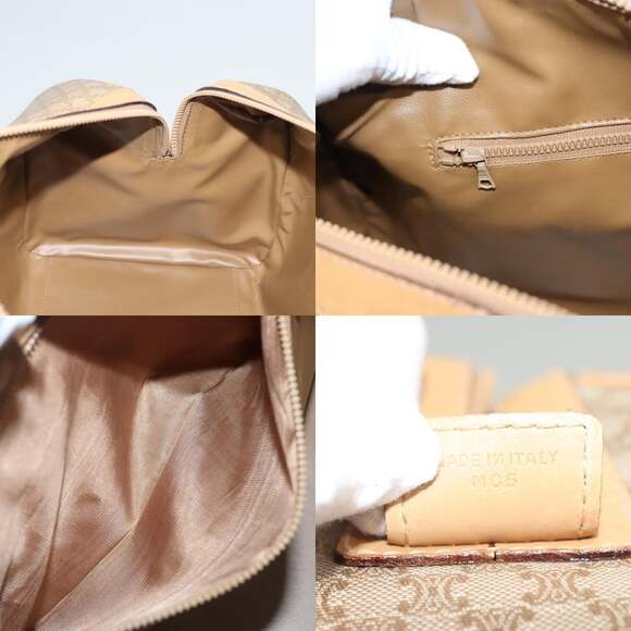 CELINE Macadam Canvas Boston Bag Pvc Leather Brown Gold - Picture 12 of 12